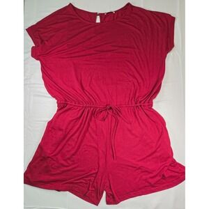 Nemidor Plus Size Romper US 26 Burgundy Short Sleeve Keyhole Back